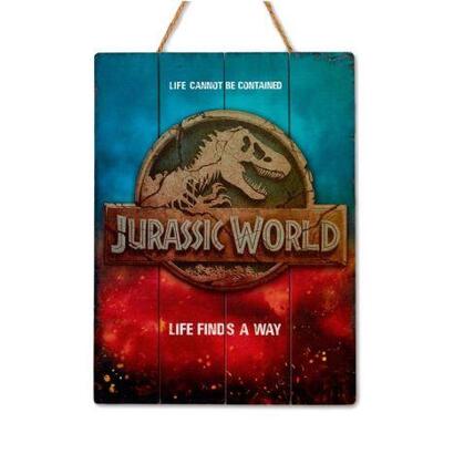 cartel-de-madera-woodart-logo-jurassic-world-park-ingles
