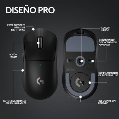 raton-logitech-g-pro-x-superlight-2-optico-5-botones-inalambrico-24-ghz-receptor-logitech-lightspeed-negro