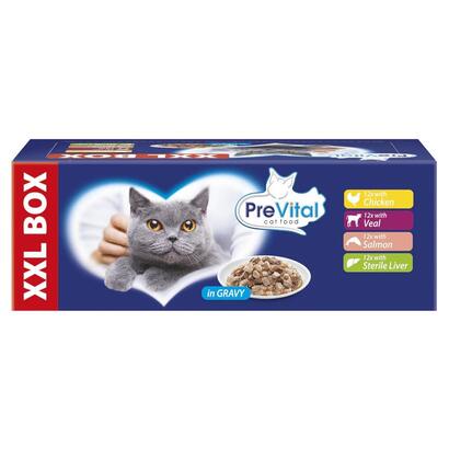 prevital-xxl-box-mezcla-de-sabores-con-pollo-ternera-salmon-y-higado-en-salsa-comida-humeda-para-gatos-48-x-100g