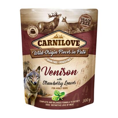 comida-humeda-para-perroscarnilove-dog-pouch-venison-strawberry-300g