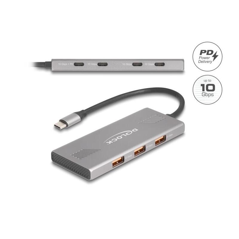 hub-delock-7-port-usb-10-gbps-mit-4-x-usb-type-c-buchse-und-3-x-usb-typ-a-buchse-mit-pd-80-w