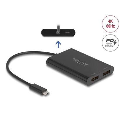 delock-adapter-usb-type-c-zu-2-x-displayport-4k-60-hz-mit-displaylink-grafik-und-usb-pd