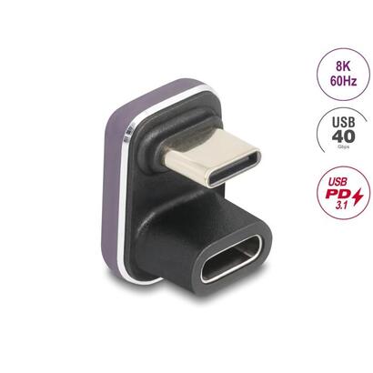 delock-usb-c-adapter-180-gewinkelt-40-gbps-pd-31-240-w-stecker-zu-buchse-u-form-8k-60-hz-metall