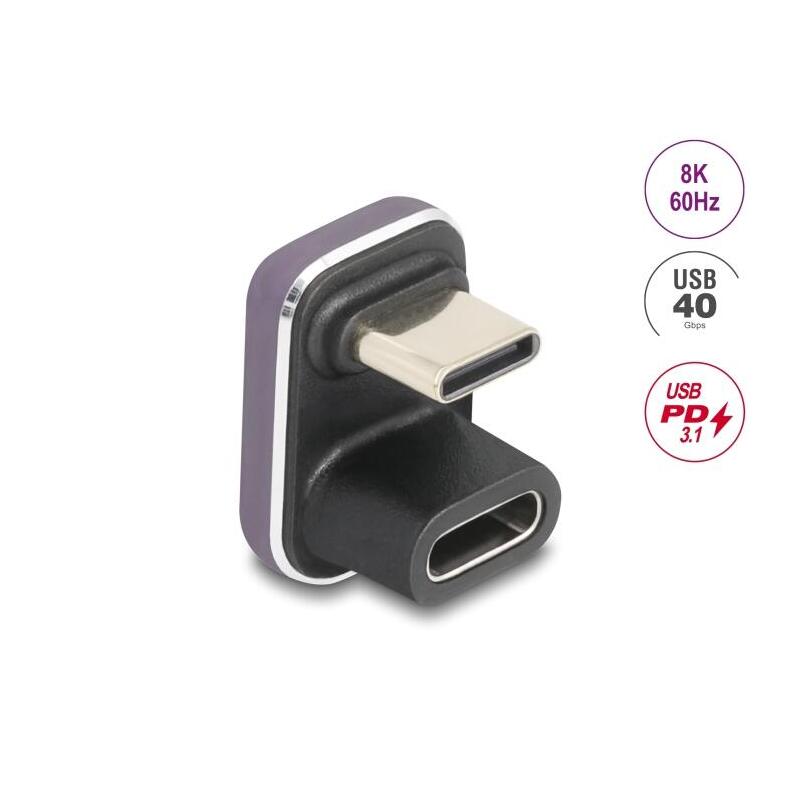 delock-usb-c-adapter-180-gewinkelt-40-gbps-pd-31-240-w-stecker-zu-buchse-u-form-8k-60-hz-metall