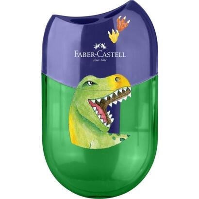 faber-castell-dinosaurio-sacapuntas-de-2-orificios-con-deposito-diseno-atractivo-de-dinosaurio-verdeazul