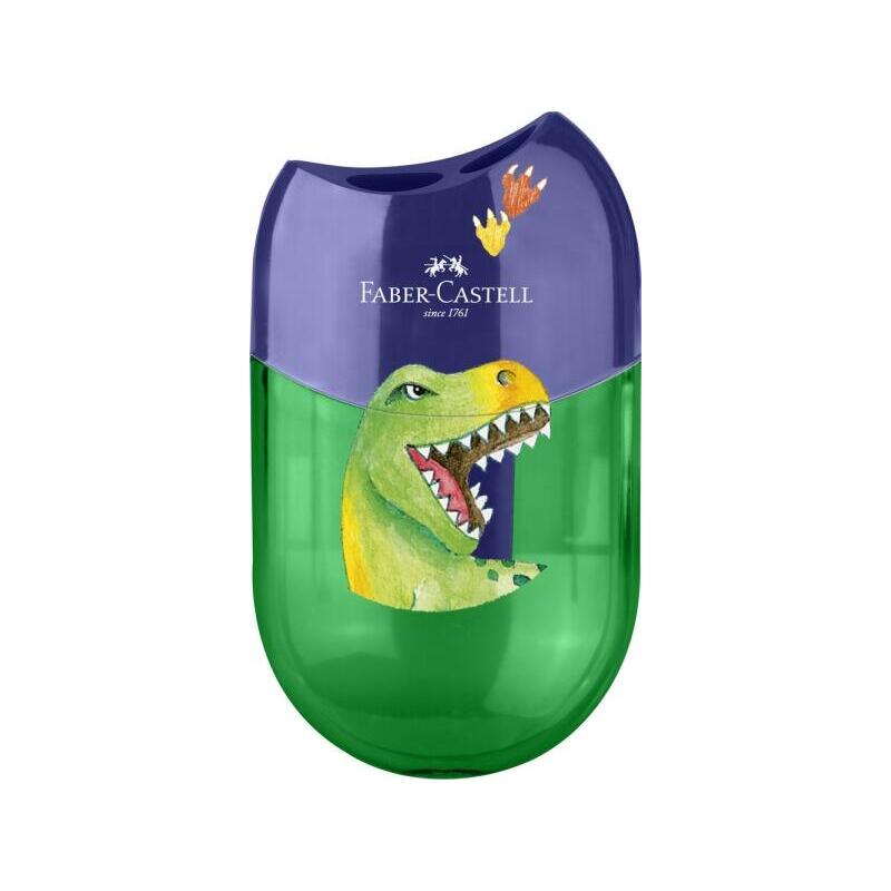 faber-castell-dinosaurio-sacapuntas-de-2-orificios-con-deposito-diseno-atractivo-de-dinosaurio-verdeazul