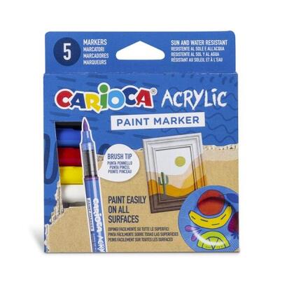 carioca-acrylic-pack-de-5-marcadores-de-pintura-acrilica-punta-pincel-tinta-a-base-de-agua-alta-cobertura-