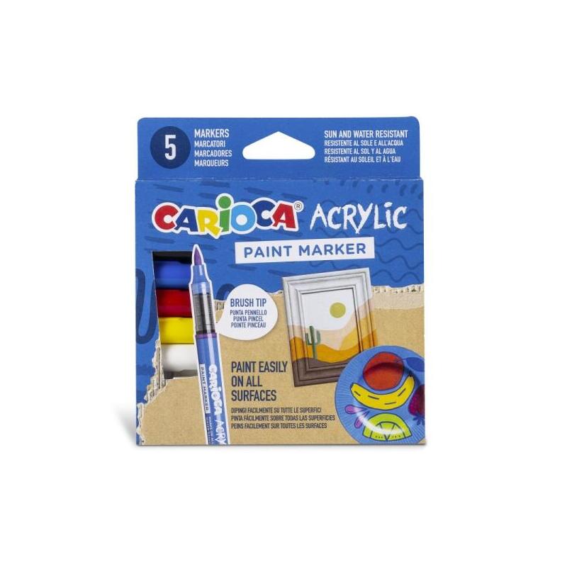 carioca-acrylic-pack-de-5-marcadores-de-pintura-acrilica-punta-pincel-tinta-a-base-de-agua-alta-cobertura-