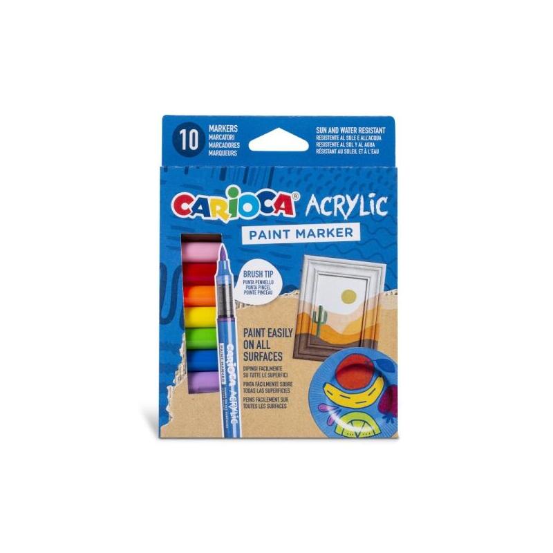 carioca-acrylic-pack-de-10-marcadores-de-pintura-acrilica-punta-pincel-tinta-a-base-de-agua-alta-cobertura-