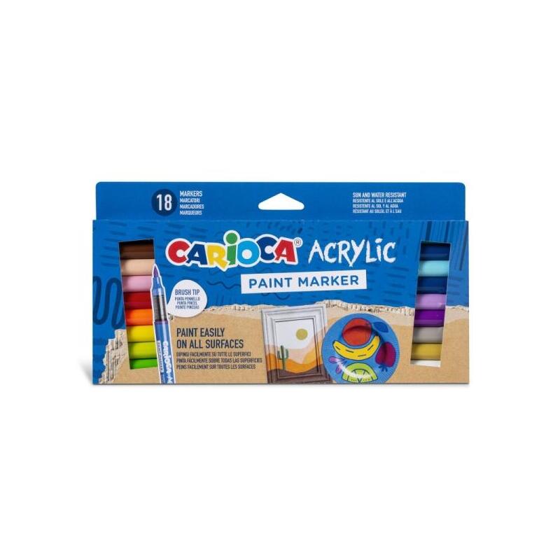 carioca-acrylic-pack-de-18-marcadores-de-pintura-acrilica-punta-pincel-tinta-a-base-de-agua-alta-cobertura-