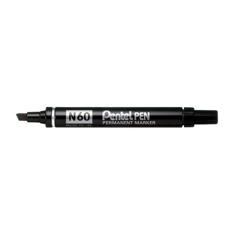 pack-de-12-unidades-pentel-pen-n60-rotulador-permanente-punta-biselada-resistente-y-duradera-resistente-a-agua-y