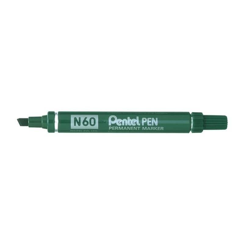 pack-de-12-unidades-pentel-pen-n60-rotulador-permanente-punta-biselada-resistente-y-duradera-resistente-a-agua-y