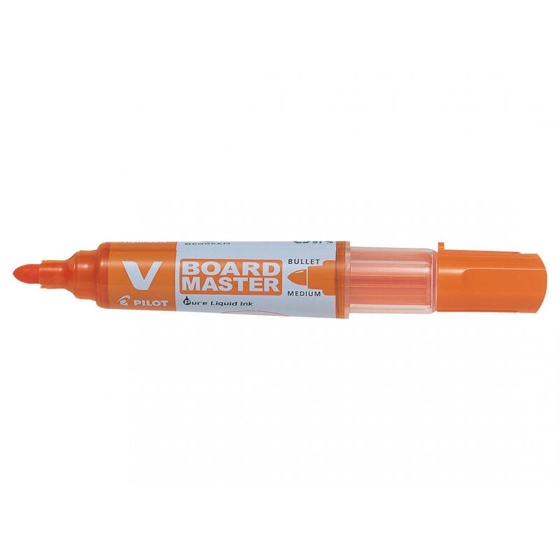 pilot-marcador-pizarra-recargable-vboard-master-begreen-punta-conica-trazo-23mm-recargable-naranja