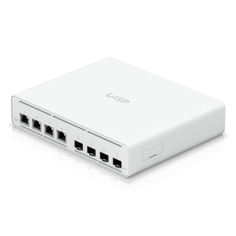 ubiquiti-uisp-s-plus-switch-poe-4xrj45-25gbe-con-poe-pasivo-27v-y-4x10g-sfp-poe-total-160w-27v-adaptador-cacc-incl-dhcp-snooping