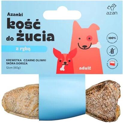premio-para-perros-azanki-hueso-con-gambas-y-aceitunas-negras-en-piel-de-bacalao-con-forma-de-pez-12-cm