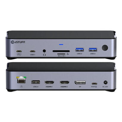 estuff-glb232006-base-para-portatil-y-replicador-de-puertos-alambrico-usb-32-gen-1-31-gen-1-type-c-aluminio-negro