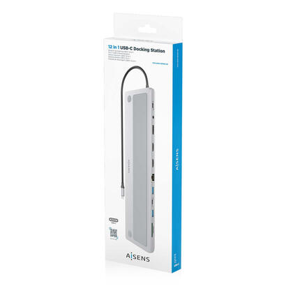 aisens-usb-c-dock-12-en-1-usb-c-a-2xhdmi-1xdisplayport-1xrj45-3xusb-a-1xusb-c-1xusb-c-pd-1xsd-1xmicro-sd-1xaudio-gris-30cm