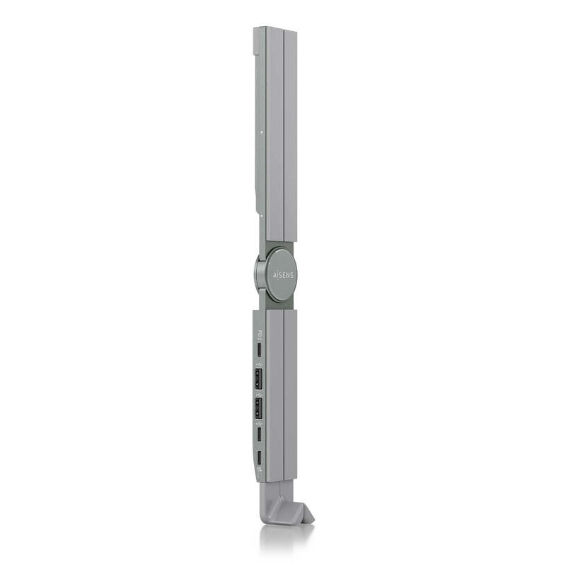 aisens-soporte-de-sobremesa-ajustable-para-portatil-tablet-con-usb-c-docking-4-en-1-gris