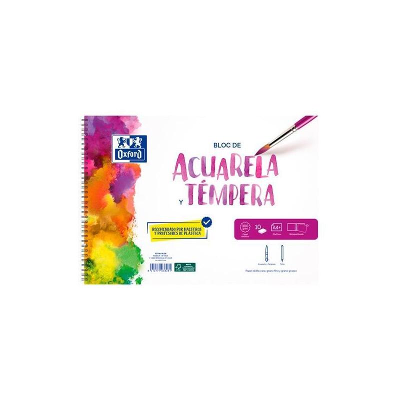 oxford-pack-bloc-acuarela-2-pinceles-10h-a4-300gr-microperforado