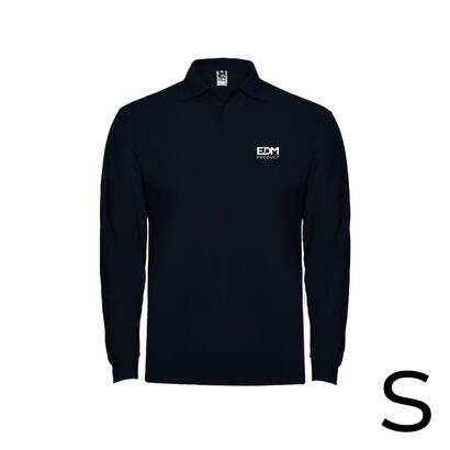 merchandising-polo-negro-manga-larga-talla-s-65-poliester-35-algodon-edm
