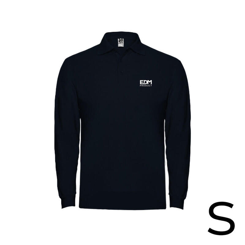 merchandising-polo-negro-manga-larga-talla-s-65-poliester-35-algodon-edm