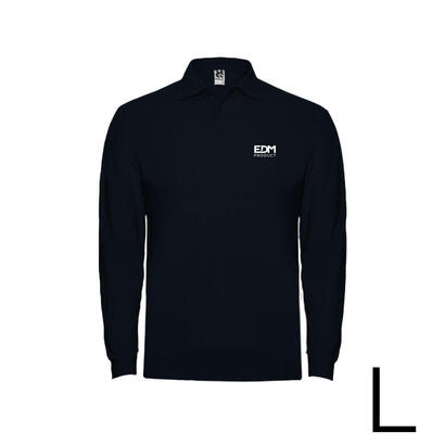 merchandising-polo-negro-manga-larga-talla-l-65-poliester-35-algodon-edm