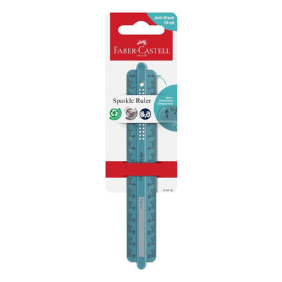 faber-castell-sparkle-regla-recta-15cm-panel-para-nombre-escalas-para-zurdos-y-diestros-verde-oceano