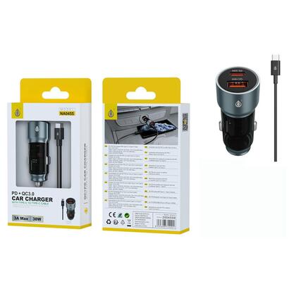 cargador-jc-na0455-gris-de-mechero-con-carga-rapida-usb-c20w-usb-a-qc-3018w