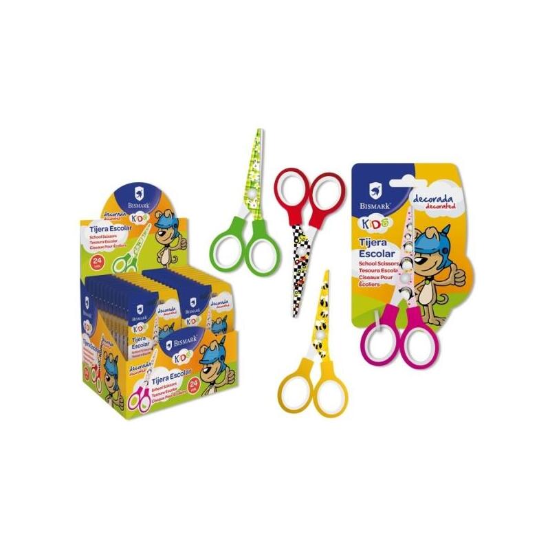 pack-de-24-unidades-bismark-kids-deco-tijera-escolar-13cm-acero-de-aleacion-extra-hojas-decoradas-mangos-en