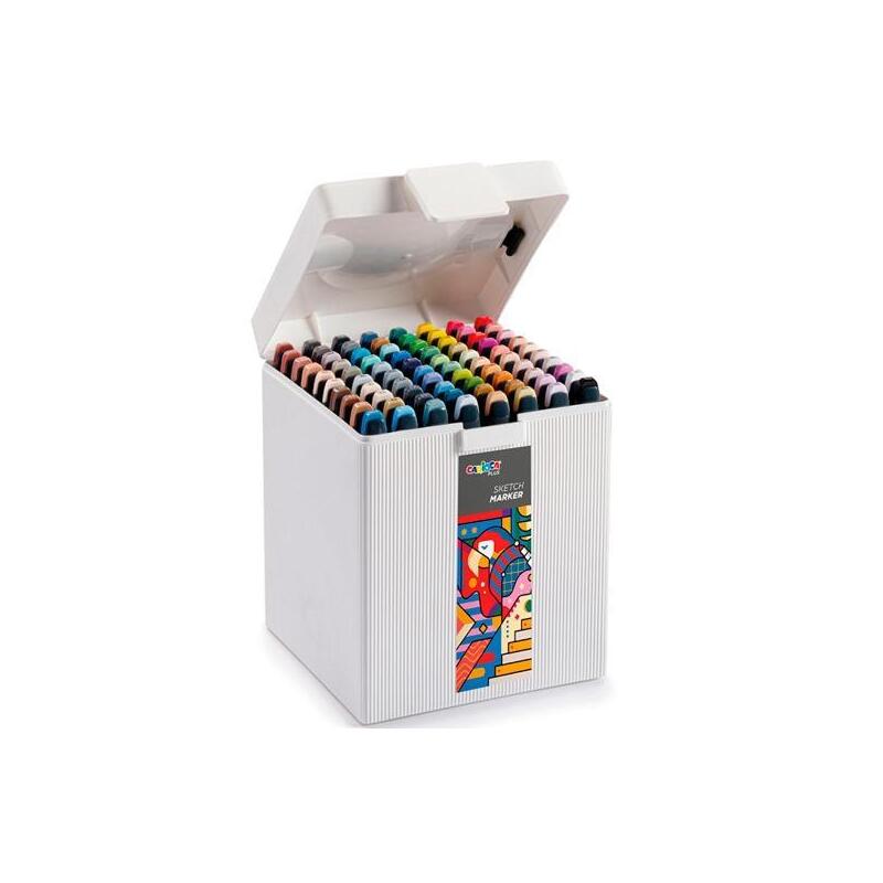 carioca-plus-sketch-marker-doble-punta-cincelpincel-colores-surtidos-caja-premium-80-ud