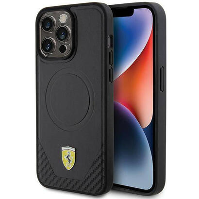 ferrari-fehmp15xptek-iphone-15-pro-max67-negro-hardcase-carbono-metal-logo-magsafe