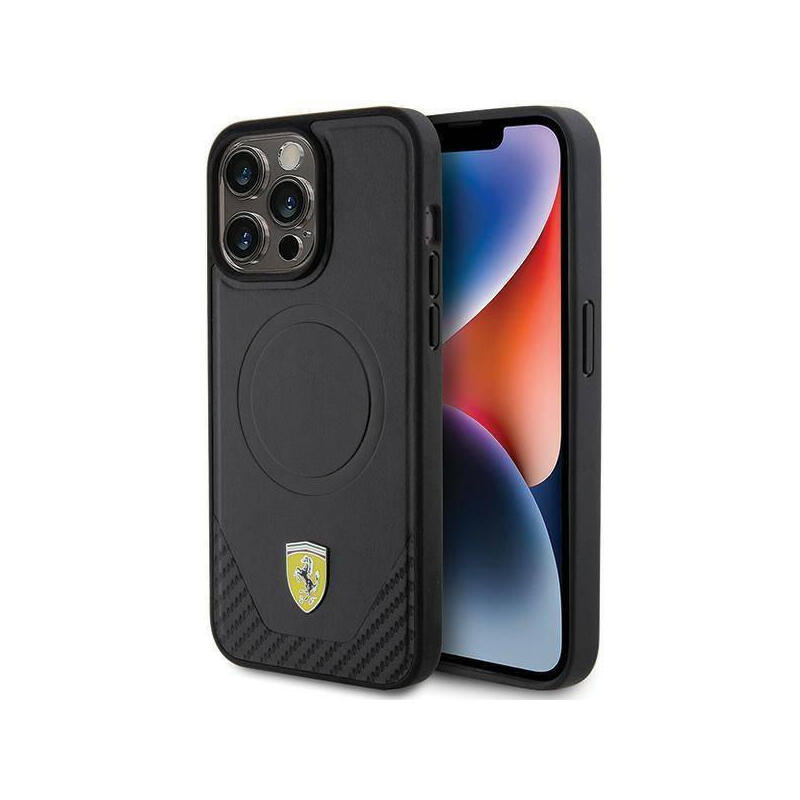ferrari-fehmp15xptek-iphone-15-pro-max67-negro-hardcase-carbono-metal-logo-magsafe