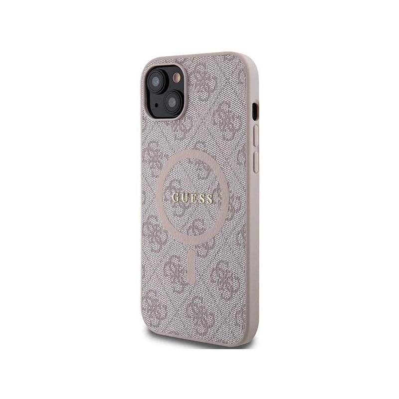 guess-4g-collection-leather-metal-logo-magsafe-etui-iphone-15-plus-14-plus-rozowy