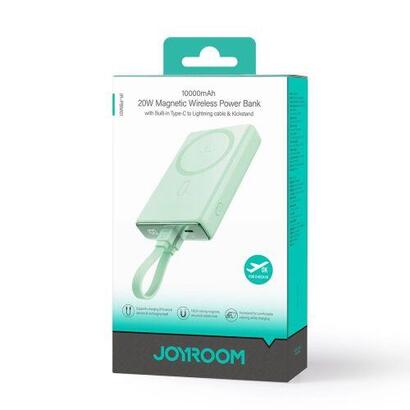 joyroom-power-bank-magnetic-wireless-charging-magsafe-15w-clightning-pd-20w-10000-mah-with-type-c-lightning-cable-green-jr-pbm01