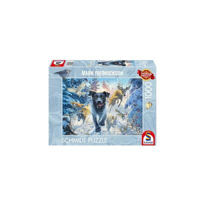 juegos-schmidt-mark-fredrickson-dog-love-black-labrador-in-the-snow-puzzle-1000-parts-58558
