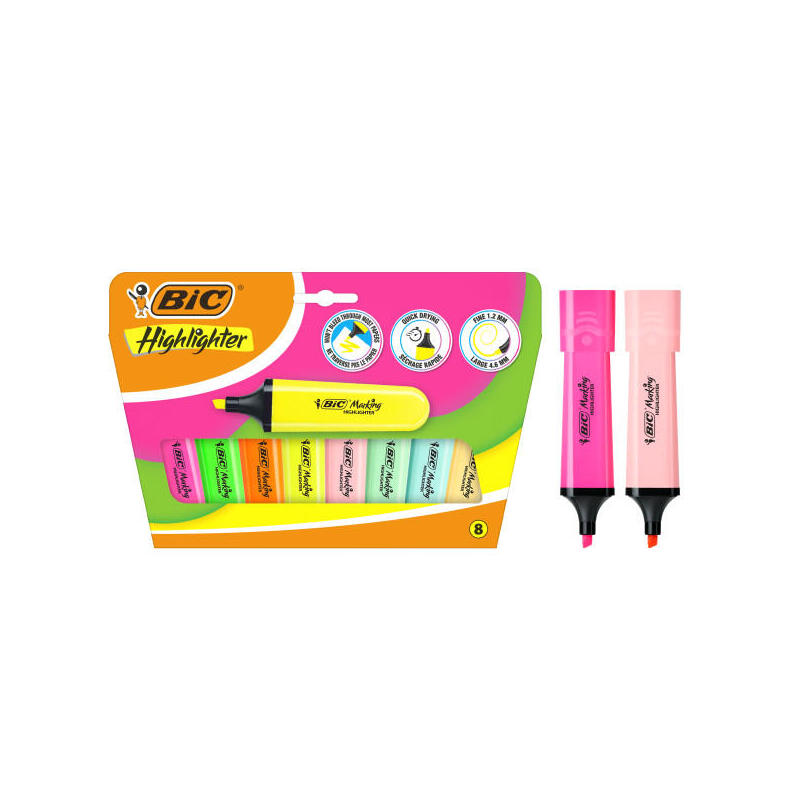 bic-marking-highlighter-flat-pack-de-8-marcadores-fluorescentes-punta-biselada-trazo-entre-120-y-460-mm-tinta