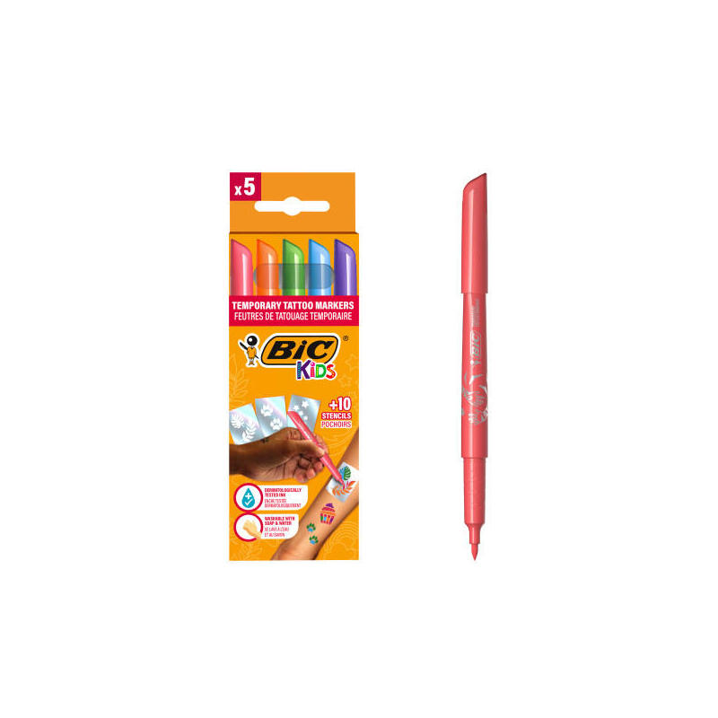 bic-kids-tatuajes-pack-de-5-rotuladores-10-plantillas-para-tatuajes-temporales-tinta-dermatologicamente-testada-y