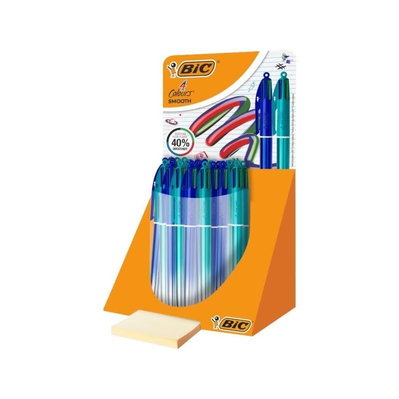 bic-4-colours-smooth-gradient-expositor-de-30-boligrafos-de-bola-retractil-punta-media-de-10mm-escritura-un-40