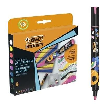 bic-intensity-pack-de-8-marcadores-de-pintura-punta-media-tinta-con-base-de-agua-98-de-materiales-reciclados-