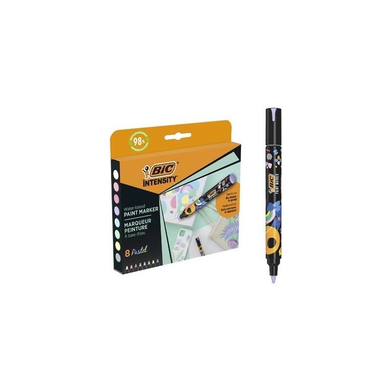 bic-intensity-pack-de-8-marcadores-de-pintura-punta-media-tinta-con-base-de-agua-98-de-materiales-reciclados-