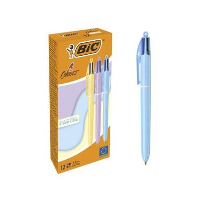 pack-de-12-unidades-bic-4-colours-pastel-boligrafo-de-bola-retractil-punta-media-de-10mm-tinta-con-base-de-aceite