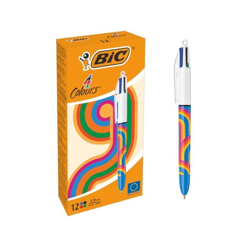 pack-de-12-unidades-bic-4-colours-decors-lines-boligrafo-de-bola-retractil-punta-media-de-10mm-tinta-con-base-de