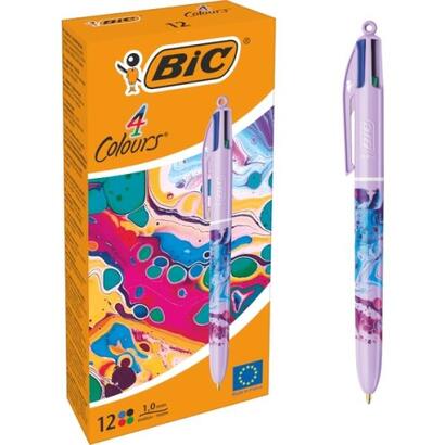 pack-de-12-unidades-bic-4-colours-decors-hydro-boligrafo-de-bola-retractil-punta-media-de-10mm-tinta-con-base-de