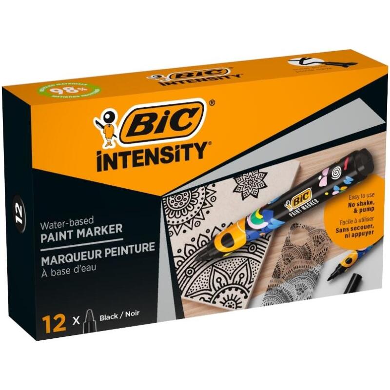 pack-de-12-unidades-bic-intensity-marcador-de-pintura-punta-media-tinta-con-base-de-agua-98-de-materiales