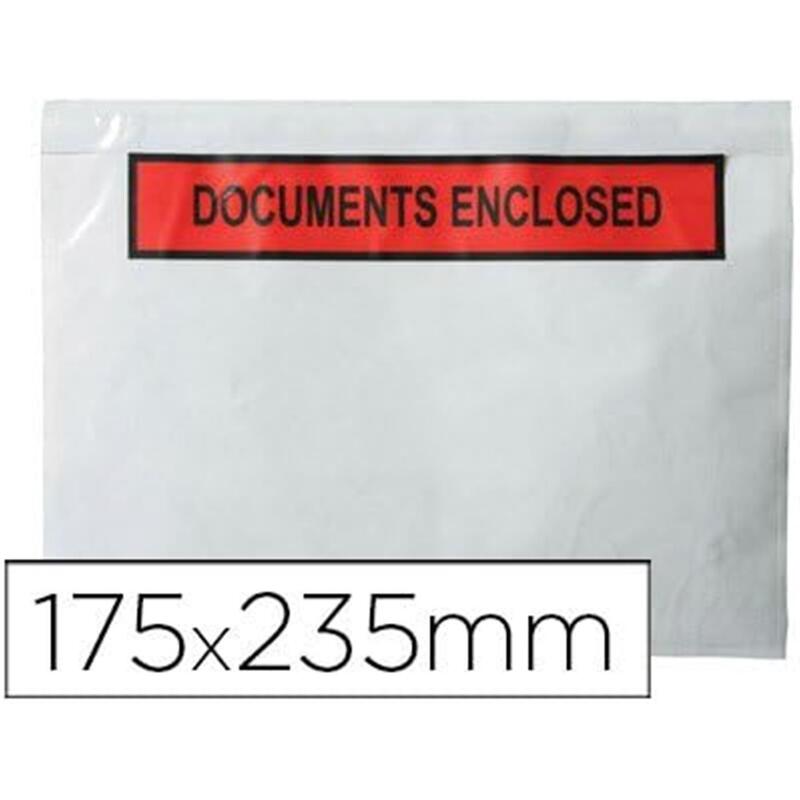 sobre-autoadhesivo-q-connect-portadocumentos-multilingue-225x165-mm-sin-ventana-paquete-de-100-unidades