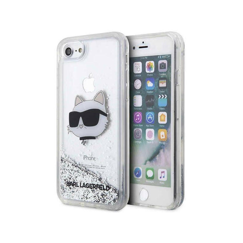 karl-lagerfeld-klhci8lnchcs-iphone-7-8-se-2020-se-2022-silver-silver-hardcase-glitter-choupette-head