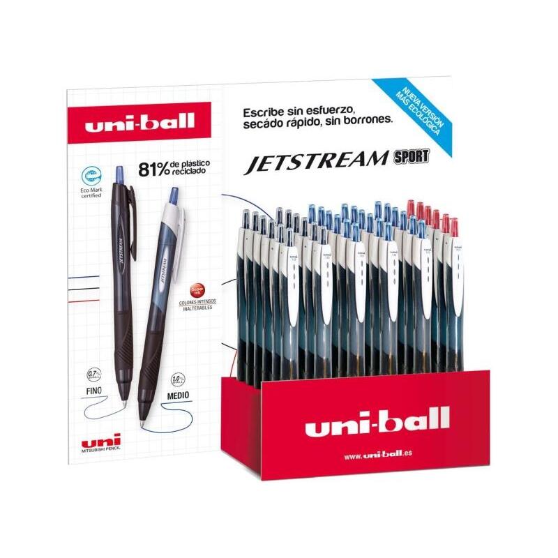 uni-ball-jetstream-sport-sxn-150e-expositor-con-36-boligrafos-de-tinta-pigmentada-punta-de-bola-1mm-retractil-