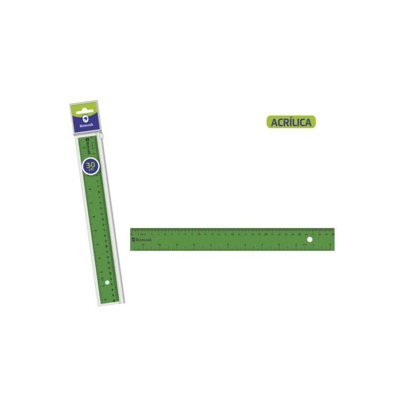 bismark-regla-acrilica-30cm-alta-calidad-funda-con-cierre-verde