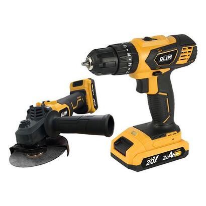 blim-pack-taladro-percutor-20v-radial-115125mm-baterias-2ah-y-4ah-amarillo