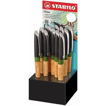stabilo-boligrafo-grow-05-tinta-azul-color-verde-musgoroble-expositor-12-ud